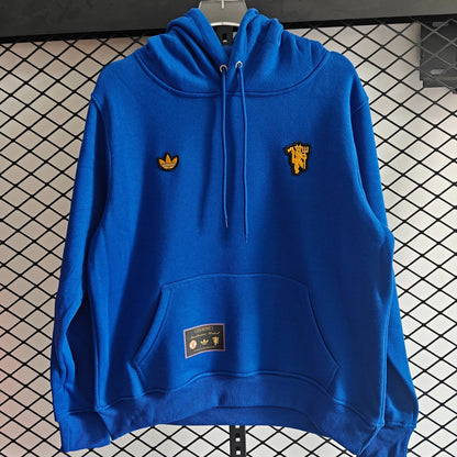 Manchester United Royal Velvet & Cotton Hoodie – Premium Comfort