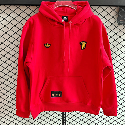 Manchester United Royal Velvet & Cotton Hoodie – Premium Comfort